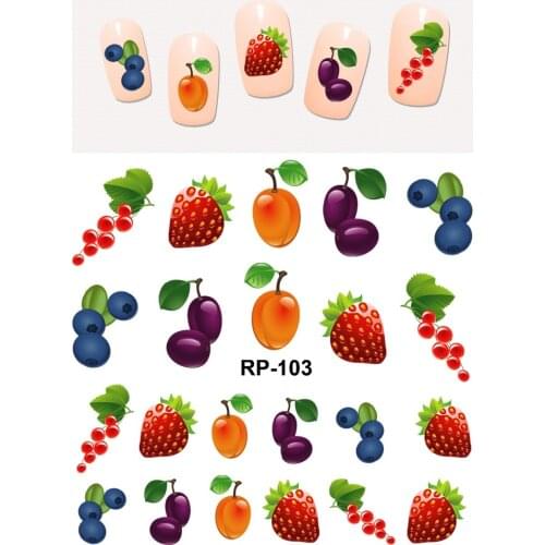 UPRETTEGO NAIL ART BEAUTY WATER DECAL SLIDER NAIL STICKER CARTOON FRUIT PLUM GRAPE BANANA LEMON RP103-108