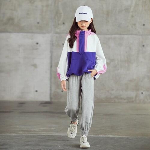 Spring Kids Girls Sport Suit Loose Hoodie Sweatshirt+pant Jogger Training Running Workout Casual Set Sportswear Tracksuit