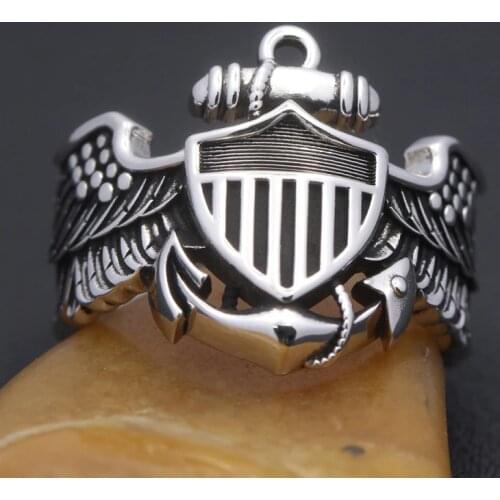 Vintage WW2 USN Navy Naval Aviator Pilot Wings Fine Sterling Silver Ring