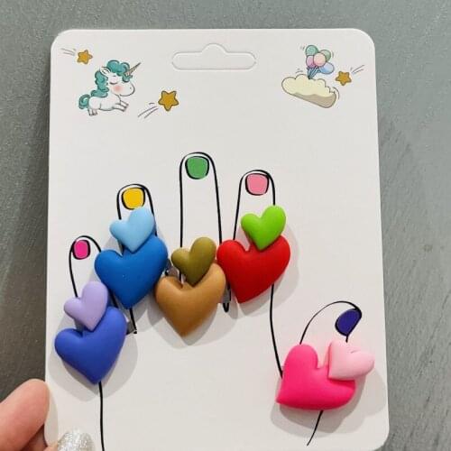 1Pcs Kids Rings Colorful Heart-shaped Children Ewelry Fashion Kawaii Ring Girls Gifts Princess Jewelry Decoration Kinds