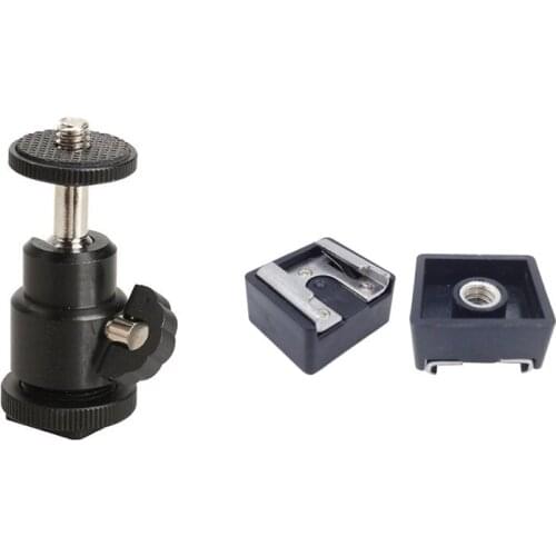 1 Pcs Mini Hot Shoe Holder Ball Head Stand DSLR Camera Tripod & 1 Set Flash Hot Shoe Mount Adapter To 1/4 Inch Thread