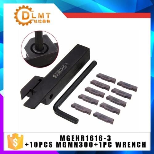 10pcs MGMN300 Carbide Inserts +1pc Wrench1pc MGEHR1616-3 CNC Lathe Turning Holder Boring Bar