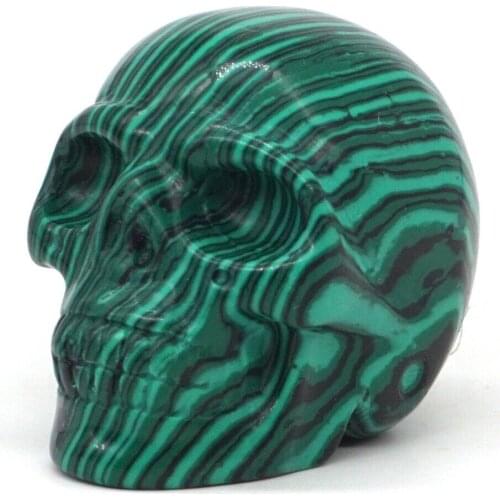 2" Skull Figurine Green Taiwan Turquoise Carved Stone Statue Home Decor