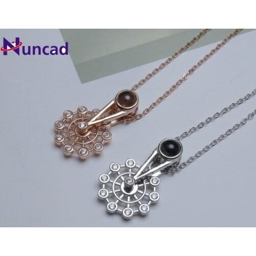 2020 Happy Ferris Wheel Rotation necklace 100 Languages I Love You S925 Sterling Female Projection Pendant Necklace