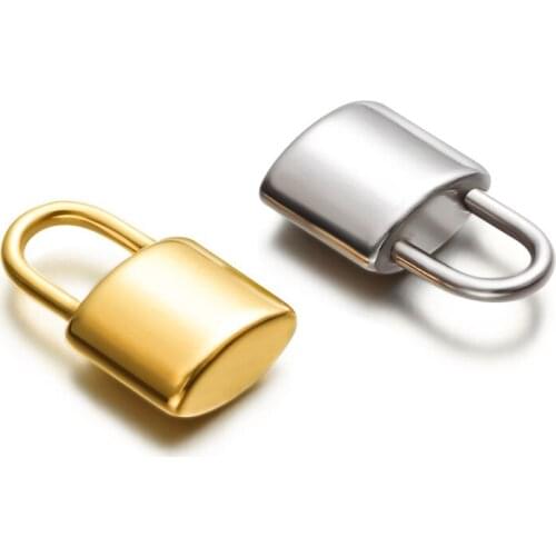 5Pcs/lot Stainless Steel Gold Lock Pendants Bracelet Charm For DIY Jewelry Making Accessories Necklace Rock Men Women Supplies