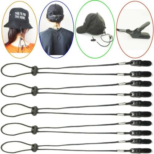 5pcs Safety Wind Lanyard Cord & Plastic Clips for Golf Fishing Boating Hat Cap