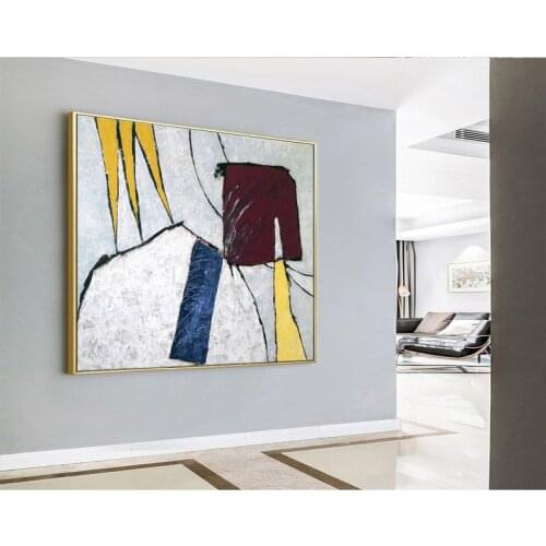Abstract Painting Large Acrylic Canvas Wall Art Expressionism Yellow And Blue Modern Painting Wall Art On Canvas Yellow Crown