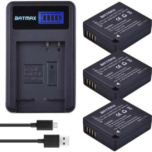 3Pcs 1200mAh DMW-BLG10 BLG10E BLG10PP BLE9 BLE9E BLE9PP Camera Batteries&LCD USB Charger for Panasonic Lumix DMC GF6 GX7 GF3 GF5