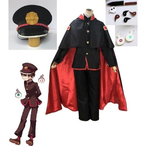 Anime Jibaku Shounen Hanako kun Cospaly Costume Toilet Bound Hanako kun Cospaly Clothing Cloak Hat Props