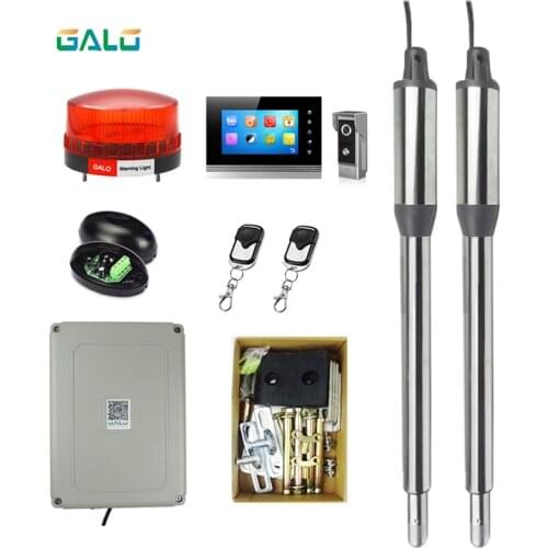 Wireless swing gate opener motor AC Engine system kit with Wired Video Intercom System Access control open gate
