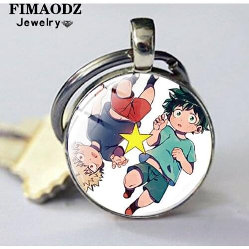 FIMAODZ My Hero Academia Keychain Dabi Aizawa Funko Denki Figure Cartoon Glass Metal Key Chain for Men Women Bag Pendant Gifts