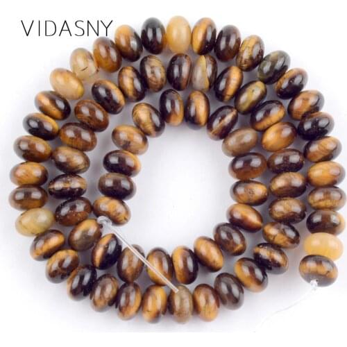 Natural Stone Yellow Tiger Eye Rondelle Beads For Jewelry Making 4 6 8mm Abacus Spacer Loose Beads Diy Necklace Bracelet 15