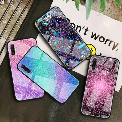 Sequins Tempered Glass Case For Samsung Galaxy A 10S 10E 20S 20E 30S 40 50S 60 70 80 90 6 7 8 Shell