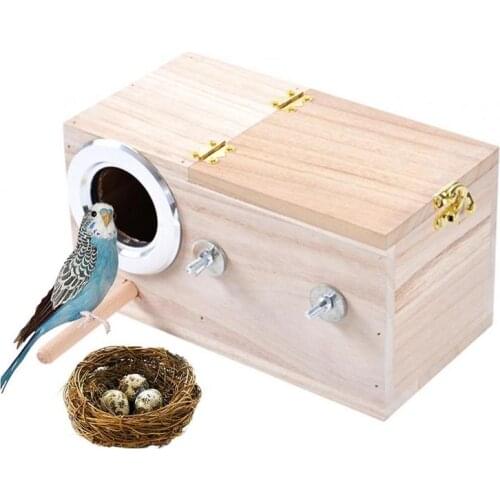 Wood Parrot Breeding Box Bird House Nest Breeding Decorative Cages Pet Accessories Home Balcony Decoration