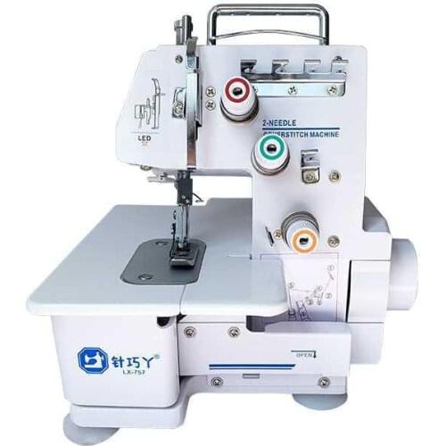 Home Small Flat Seaming Machine 220V Electric Desktop T -shirt Neckline Cuff Hem Seaming Stitching Sewing equipment With Light