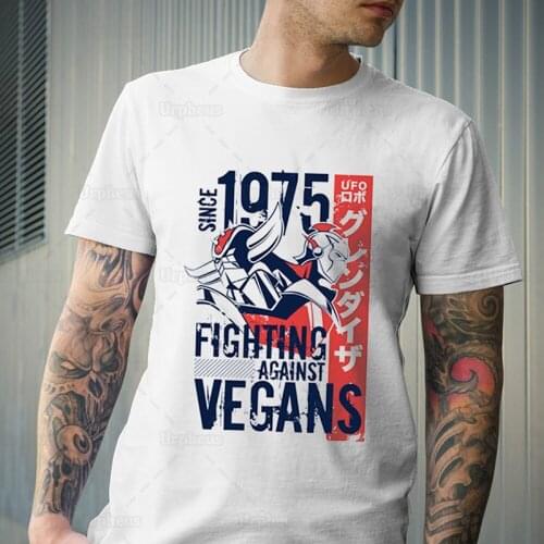 Fight Against Vegan Men Tops Grandizer Vegan Shirt Japanese Anime Goldorak T Shirt Grendizer Ufo Robot Summer Top Tees