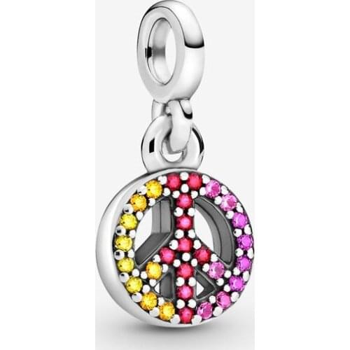 Me Collection Silver 925 jewelry My Peace Dangle Charm Charms fit Me Style Thin Chain Bracelets necklaces DIY For women