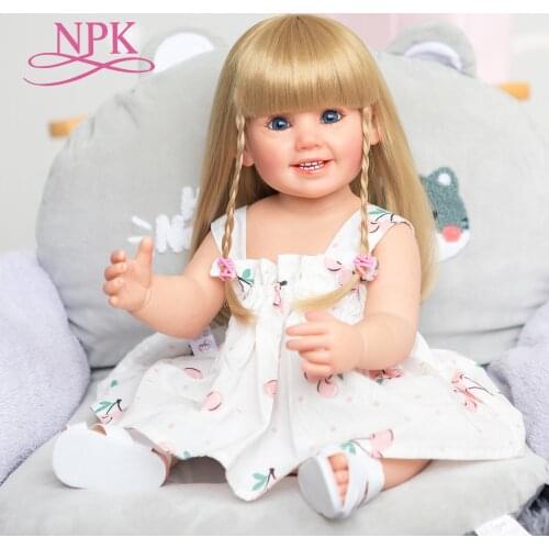 NPK 55CM Full Body Silicone Toddler Girl Cammi Face Popular Doll Hand-Detailed Painting Soft Touch Waterproof Toys for Girl