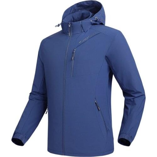 Hawaifish brand mens jacket 2021Autumn outdoor sports soft thin windproof coat male waterproof detachable hood windbreaker men