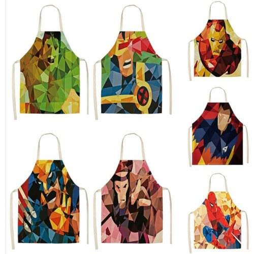 Cartoon Abstract Style Linen Home Men And Women Kitchen Apron Christmas Halloween Personality Pattern Kitchen Pinafore