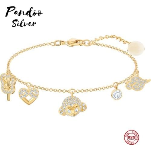 Fashion Charm Pure 925 Silver Original 1:1 Copy, Fun Tendon Cloud Banana Fan Exquisite Wild Bracelet Female Luxury Jewelry Gifts