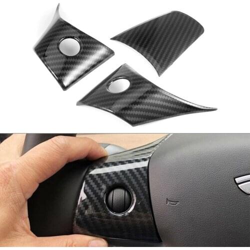 Steering Wheel Mouldings For Tesla Model 3 2017-2019 Carbon Cover Trims