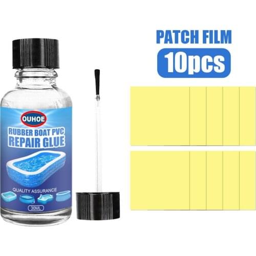 Pool Repair Kit Repair Glue &10pcs Repair Patch Waterproof Glue Permanently Repair PVC Item For Inflatable Boats Swim Rings Ball