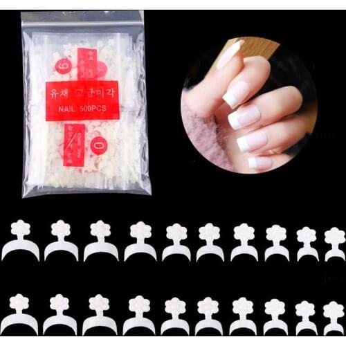 500Pcs Short French False Nail Tips Acrylic UV Gel Manicure Beauty Tools White Color Fake Nails Art Salon DIY Tools