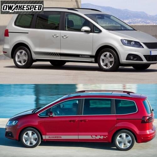 Car Door Side Skirt Sticker Auto Body Decor Vinyl Decals Racing Sport Stripes Exterior Accessories For Seat Alhambra