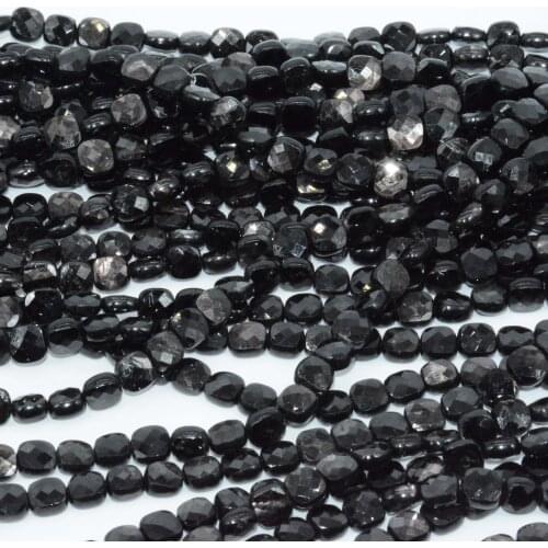 Natural Hypersten / Hypersthene Irregular Faceted Flat Square Beads 6mm-6.2mm