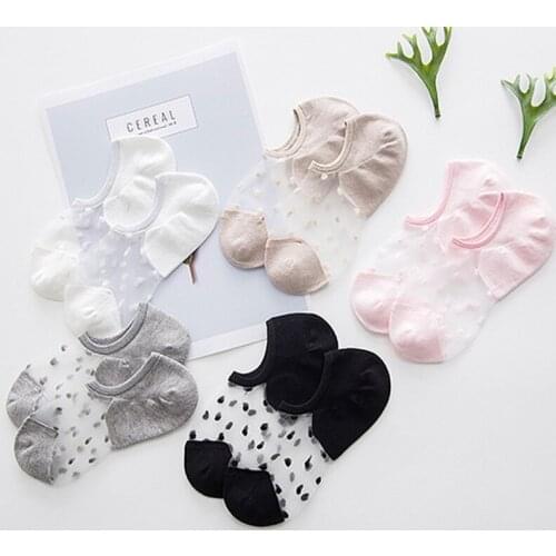 Womens Ankle Socks Transparent Invisible Socks Summer No Show Ankle Half Lace Socks Non-slip Mesh Sheer Half Thin Socks Meias