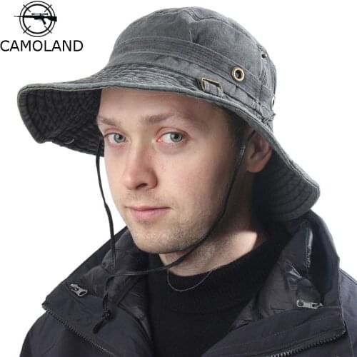 100% Cotton Mens Bucket Hats Summer Outdoor Bob Panama Safari Hat Washed Sun Hat UV Protection Fishing Boonie Hat Men Women