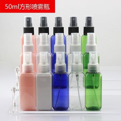 50ml square bottle of fine mist spray bottle PET plastic cosmetic sampler sample bottle 20pcs/lot
