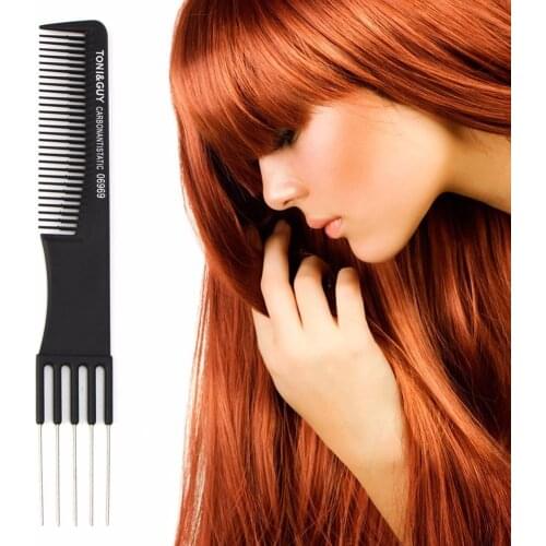 Pro Black Fine-tooth Metal Pin Hairdressing Hair Style Rat Tail Comb Brush Hot