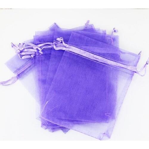 13x18cm (5.1"x7") 200pcs/lot Purple Organza Bags Wedding Favor Candy Jewelry Packaging Bag Pouches Cute Drawstring Gift Bags