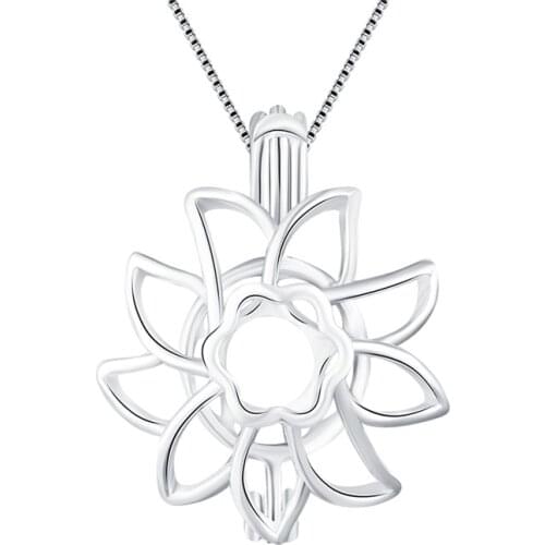 CLUCI Silver 925 Sunflower Charms Pendant Locket Jewelry Necklaces for Womens Real Silver 925 Pendant Jewelry Charms SC117SB