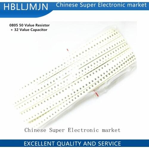 SMD 0805 50 Value Resistor + 32 Value Capacitor Kit=2960PCS