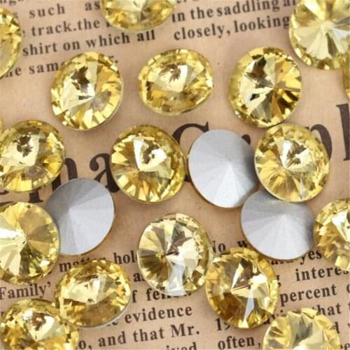 MHS.SUN Loose Satellite Pointback Crystal Rhinestones DIY Glass Rhinestone Lt Yellow Color Round Crystal For Wedding decoration