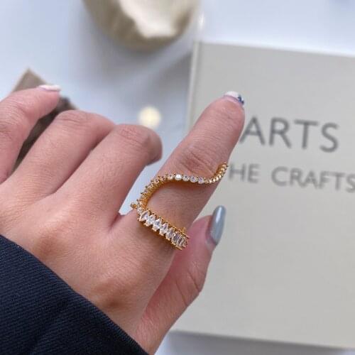 Uilz 2 Color Luxury Charm Round AAA Cubic Zirconia Wedding Open Rings for Women Fashion Party Jewelry 2020 New