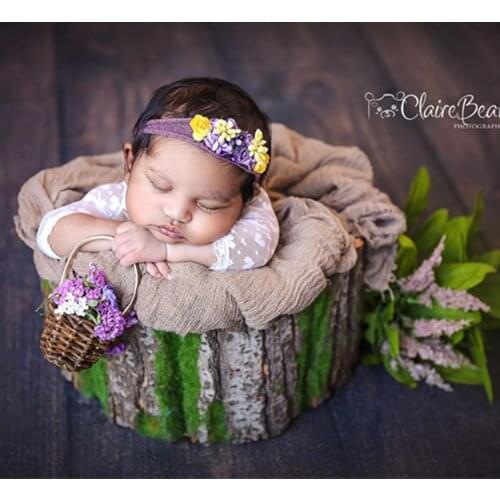 Vintage Bark bowl Newborn Baby Wood Bed Wooden Wood Fabric Bed Newborn Photography Props Bucket Newborn Photography Bed
