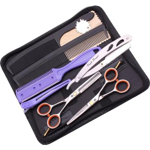 Y1227 5 Inch Professional Hairdressing Scissors Set Barber Hairdresser Stainless Steel Hair Cutting Thinning Razor Comb Blade