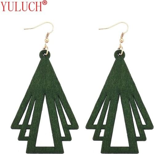 YULUCH 2018 Ethnic Natural Wooden Irregular Geometric Openwork Pendant for African Fashion Woman Earrings Accessories Gifts