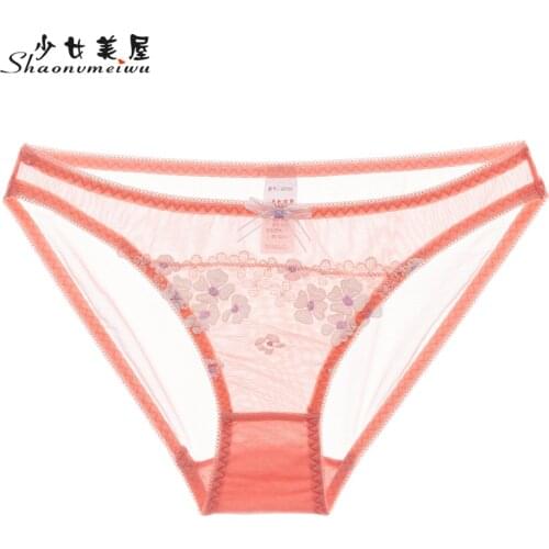 Shaonvmeiwu Cool and sexy see-through lace and water soluble low-waisted briefs for women underpants