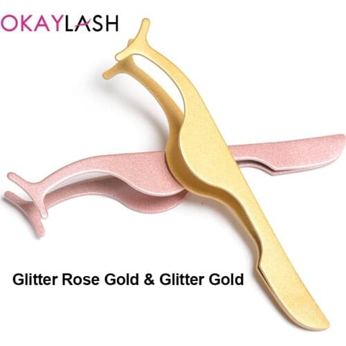 OKAYLASH 1pcs False Eyelashes Extension Curler Fake Eyelash Tweezers Applicator Clip Make Up Tool