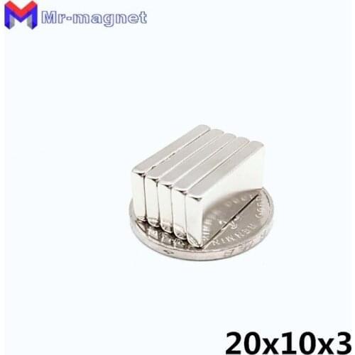 100Pcs 20x10x3mm Super Powerful Small Neodymium Magnet Block Permanent NdFeB Strong Cuboid Magnetic Magnets 20mm x 10mm x 3mm