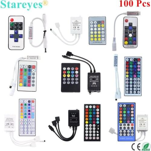 100 Pcs LED strip CCT RGB RGBW Remote controller IR 20 24 40 44 RF 11 17 Keys Music Dimmer Control for SMD 5050 3528 2835 tape
