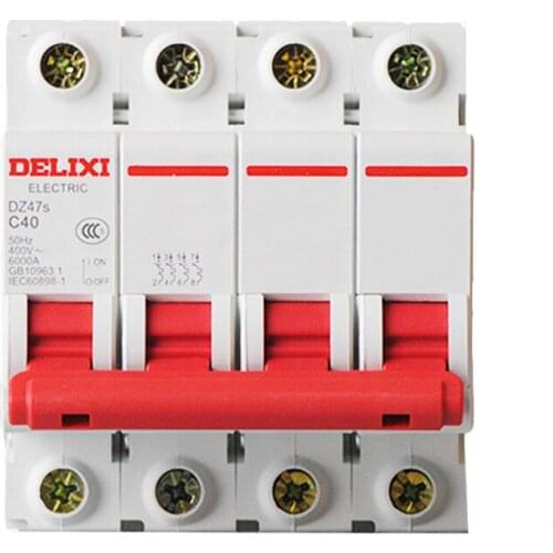 1P 2P 3P 4P AC C-type air switch Delixi DZ47s-63C high breaking miniature circuit breaker suitable for 50HZ or 60HZ