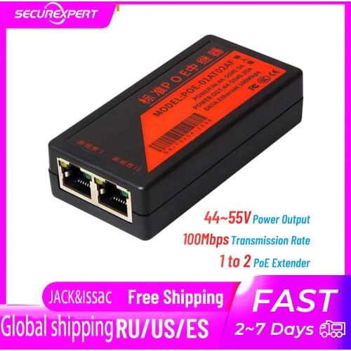 2 Ports POE repeater standard network extender 100Mbps camera adapter splitter DC44V-55V 0.5A camera POE repeater