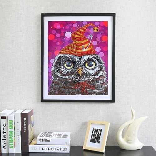 5D DIY Diamond Painting Owl Cross Stitch Kit Partial Round Drill Diamond Embroidery Owl Mosaic Art Picture of Rhinestones Decor