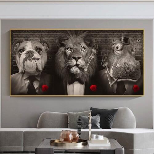 Abstract Animal Wall Art Posters Lion With Crown Print Canvas Painting Living Room Corridor Home Decor Pictures Bedroom Prints